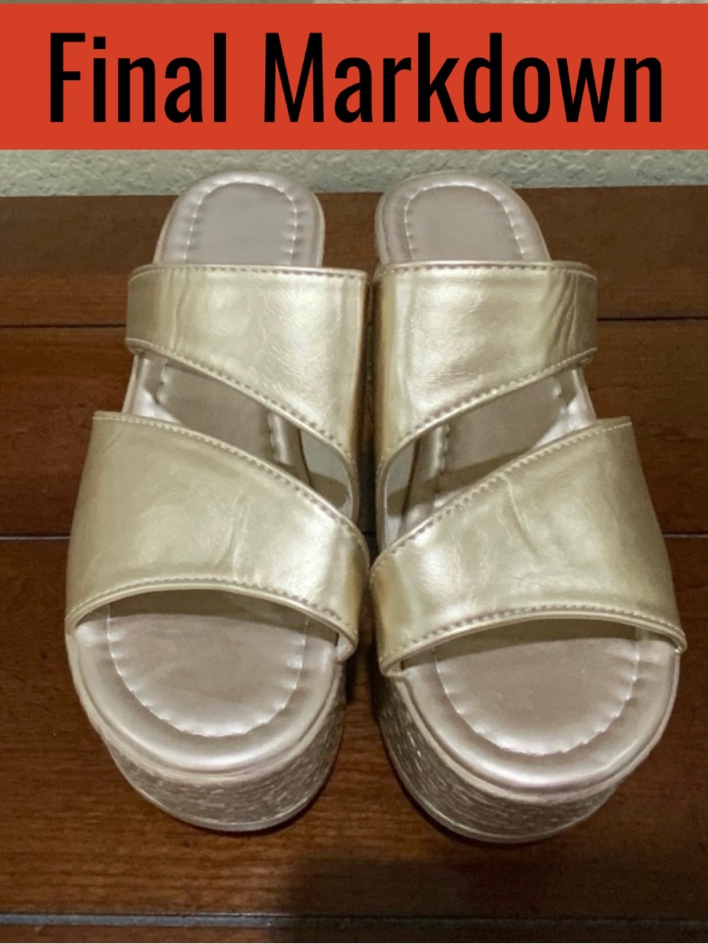 Gold Platform Wedges NWT